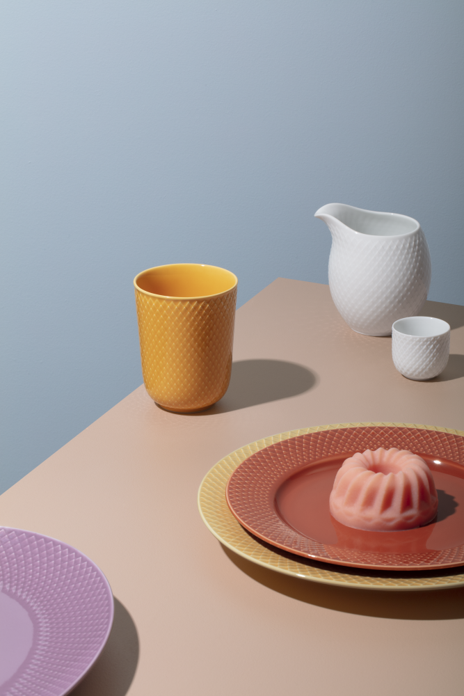 Lyngby Porcelæn Rhombe krus, gul - 33 cl. - Bahne